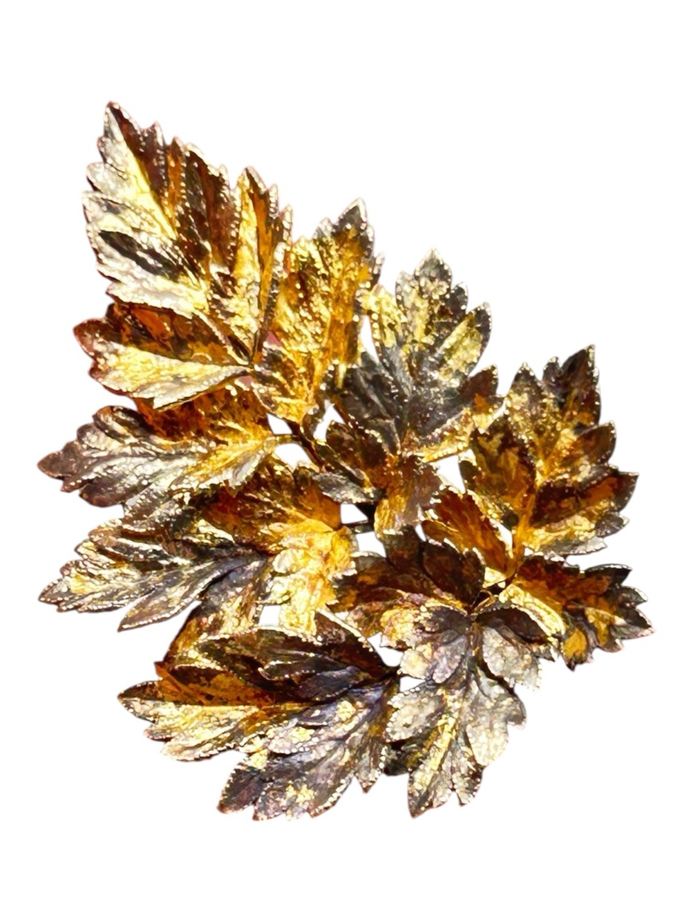 Vintage Flora Danica Eggert Sterling Modernist Leaf Brooch